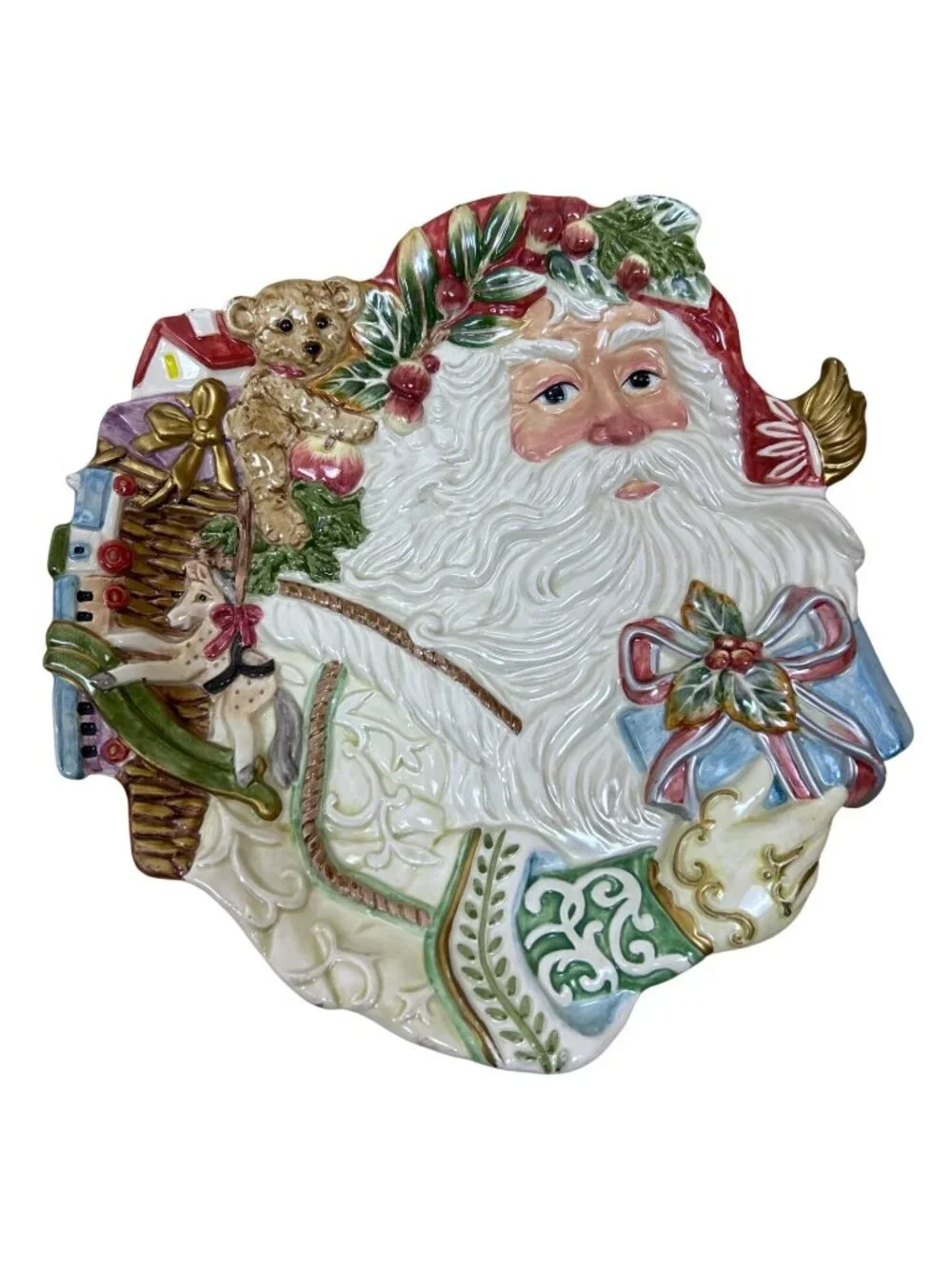 Fitz & Floyd Santa Plate Enchanted Holiday Christmas Decor Ceramic Hand Painted